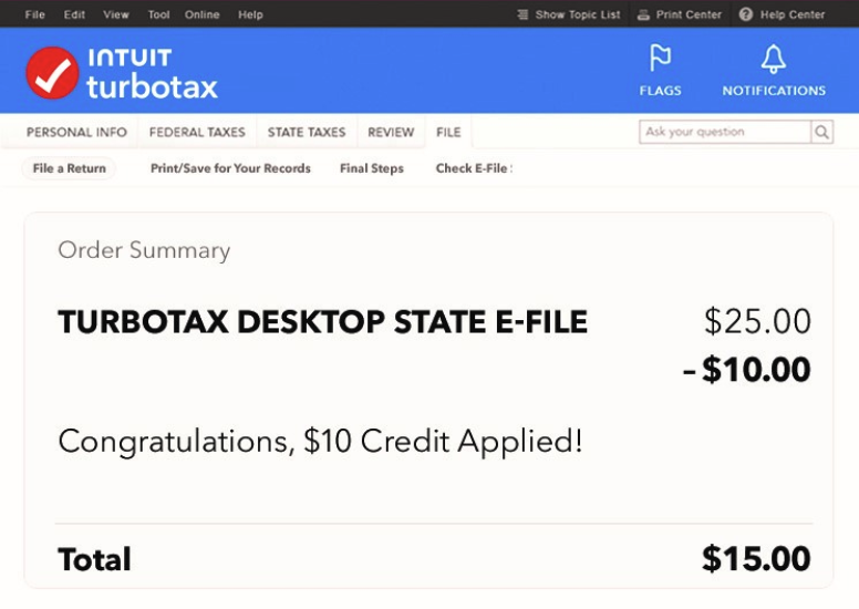 Desktop credit of $10 applied